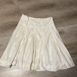 White Flare Skirt with Lace Details